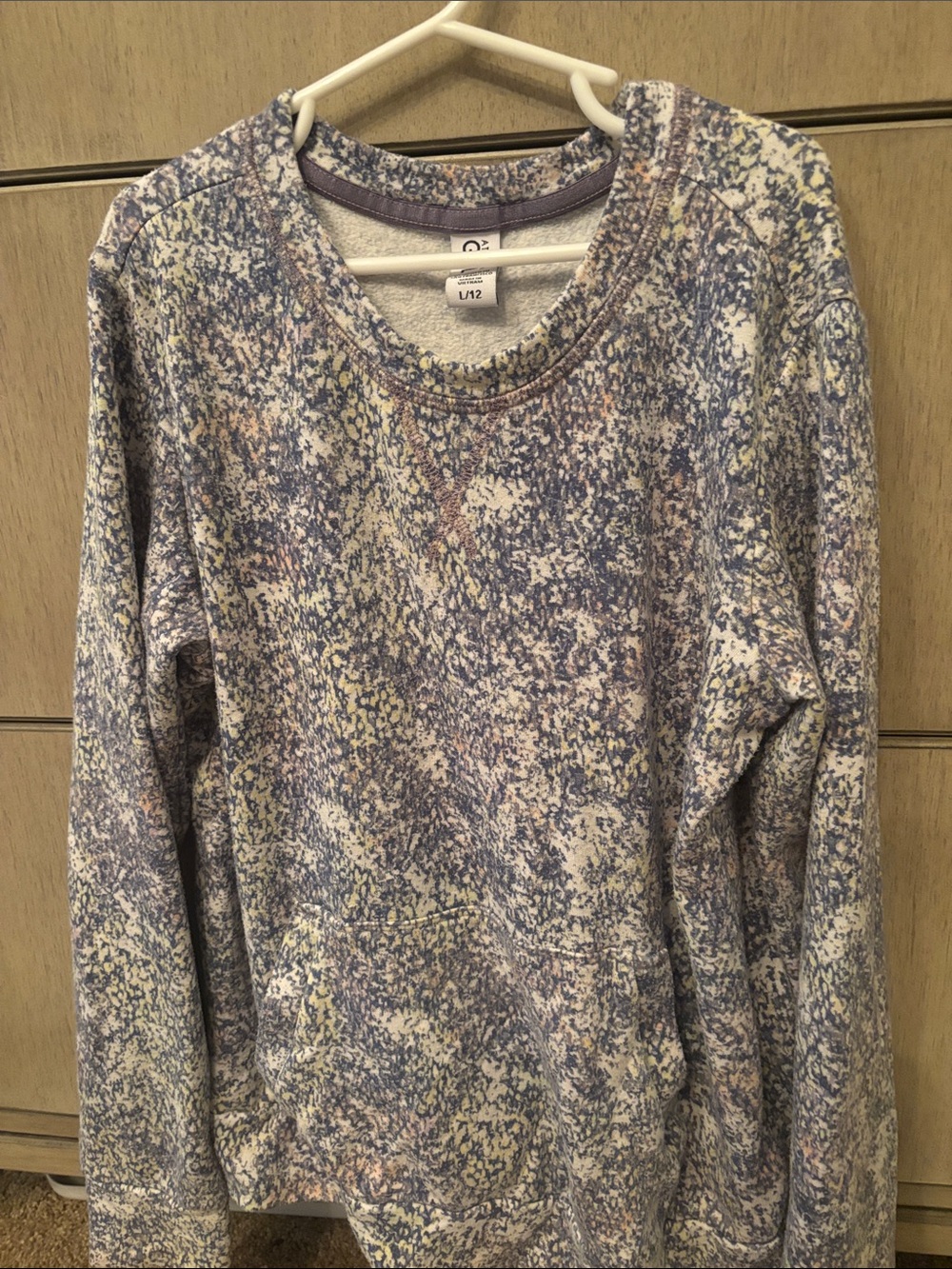 Athleta Girl Speckled Crewneck Sweatshirt in Lavender and Cream L/12